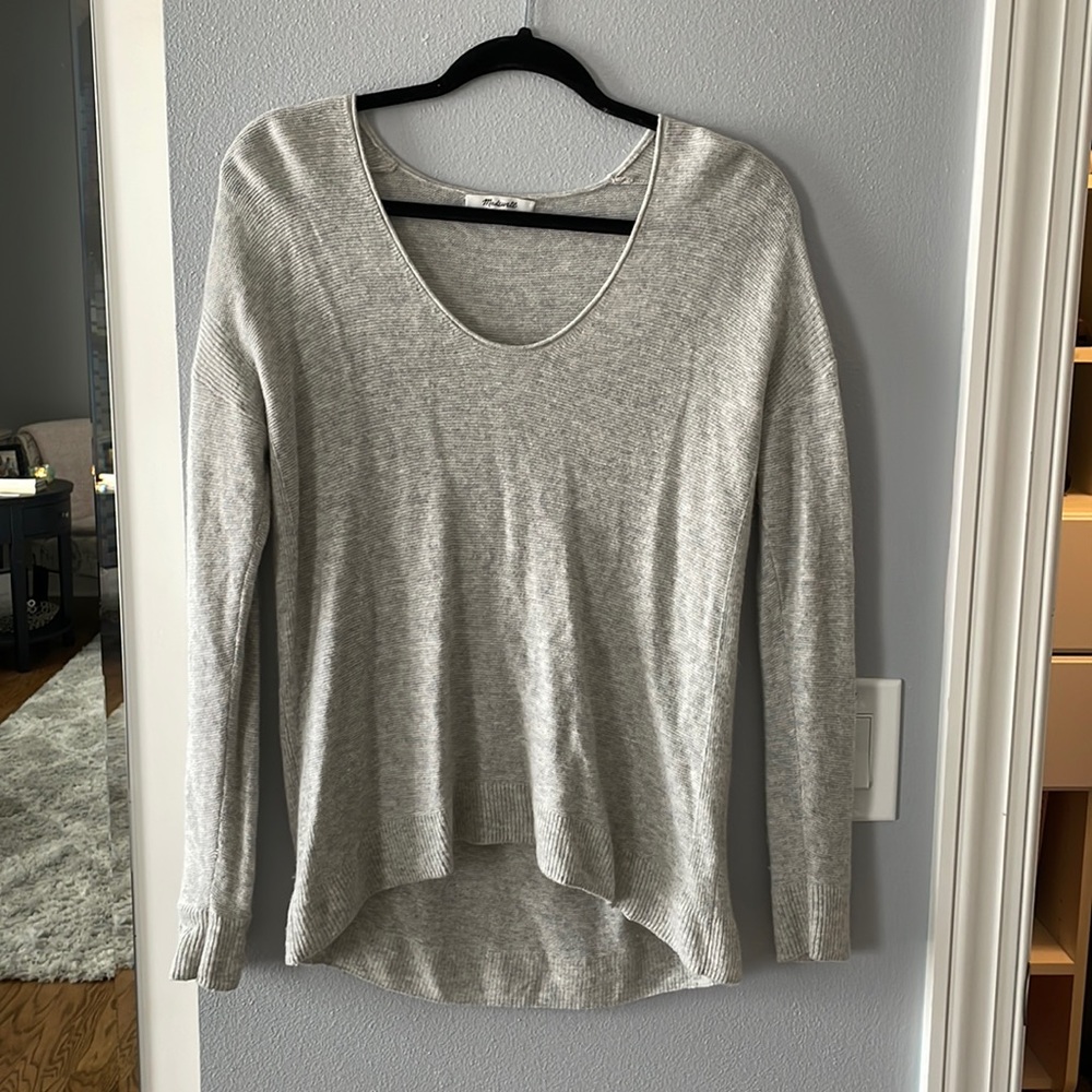 Lightly worn grey Madewell scoop neck sweater